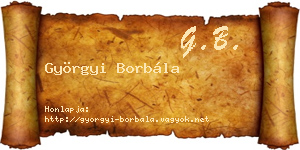 Györgyi Borbála névjegykártya